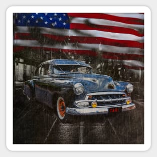 American Classic on a City Street with American Flag Sticker